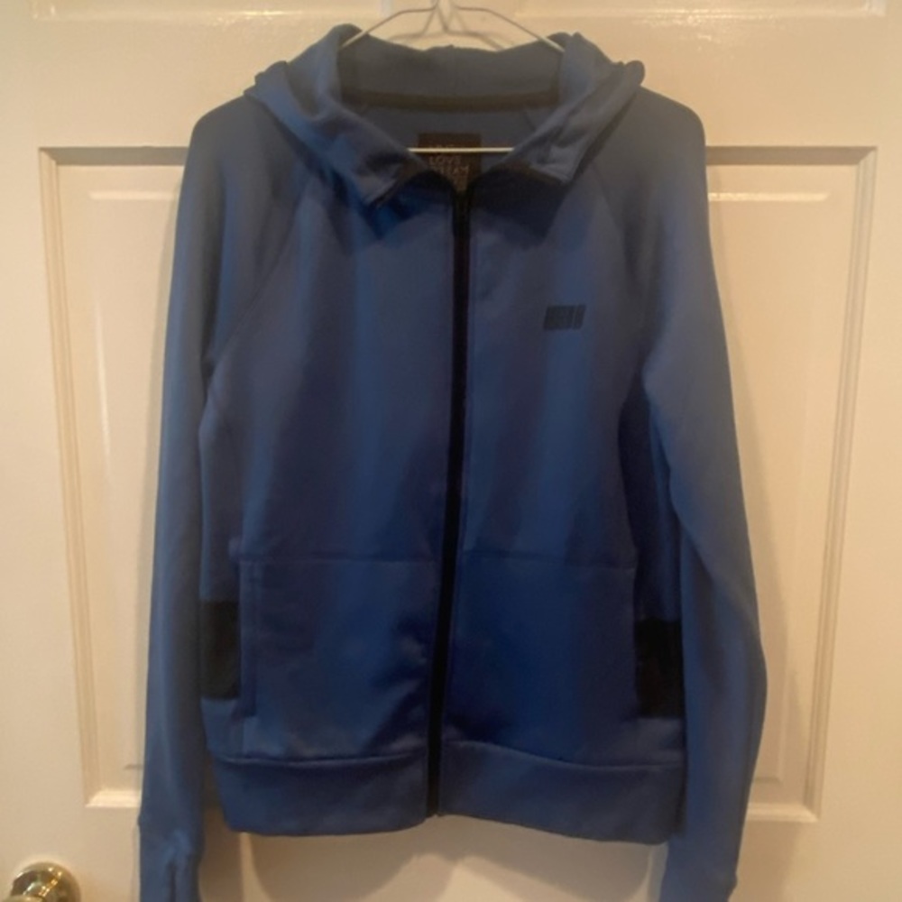 AEROPOSTALE LIVE LOVE DREAM BLUE ZIP FRONT HOODED JACKET SIZE MEDIUM